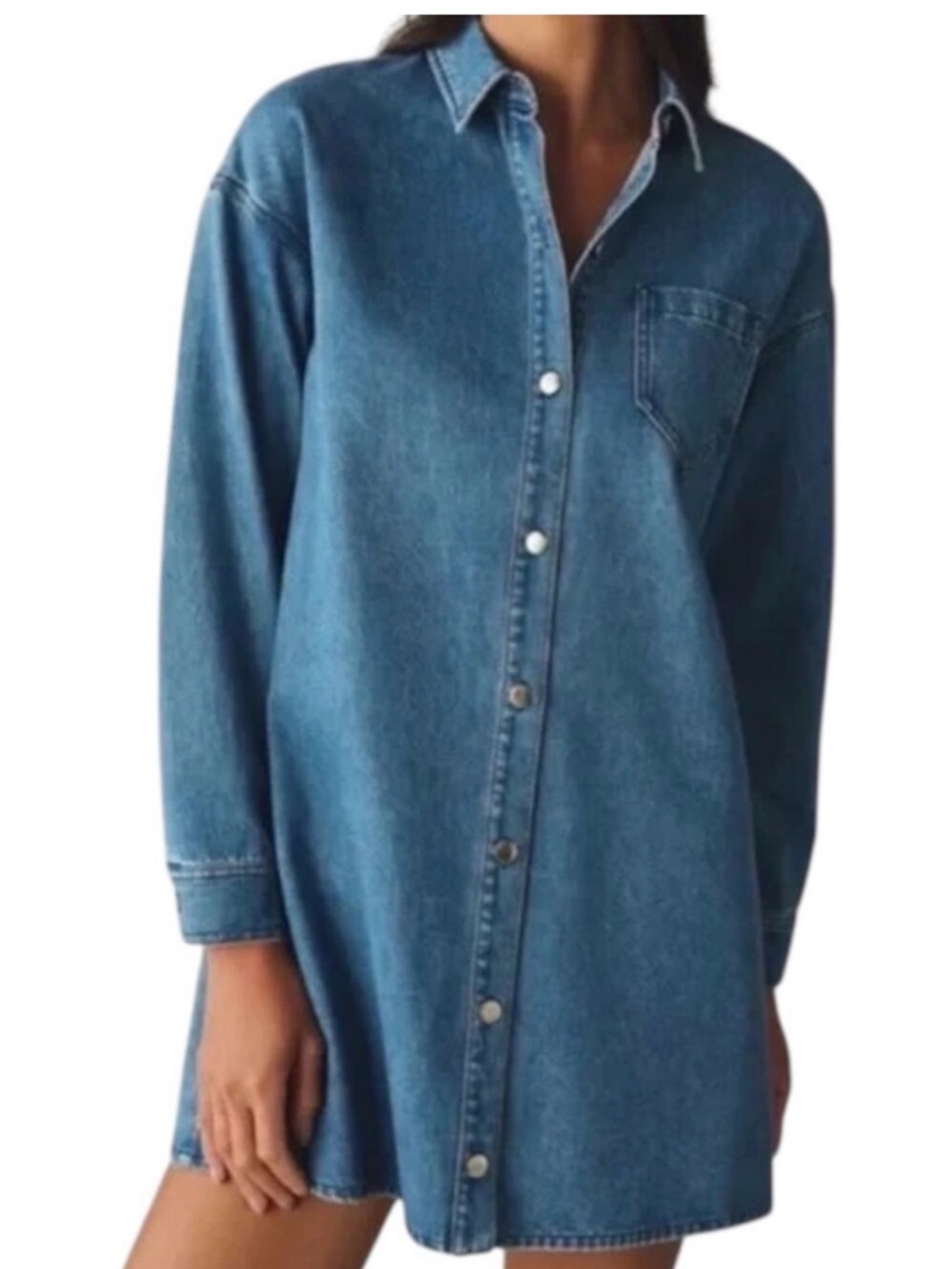 Mare Mare x Anthropologie Blue Denim Button-Up Shirt dress Medium - Picture 6 of 7